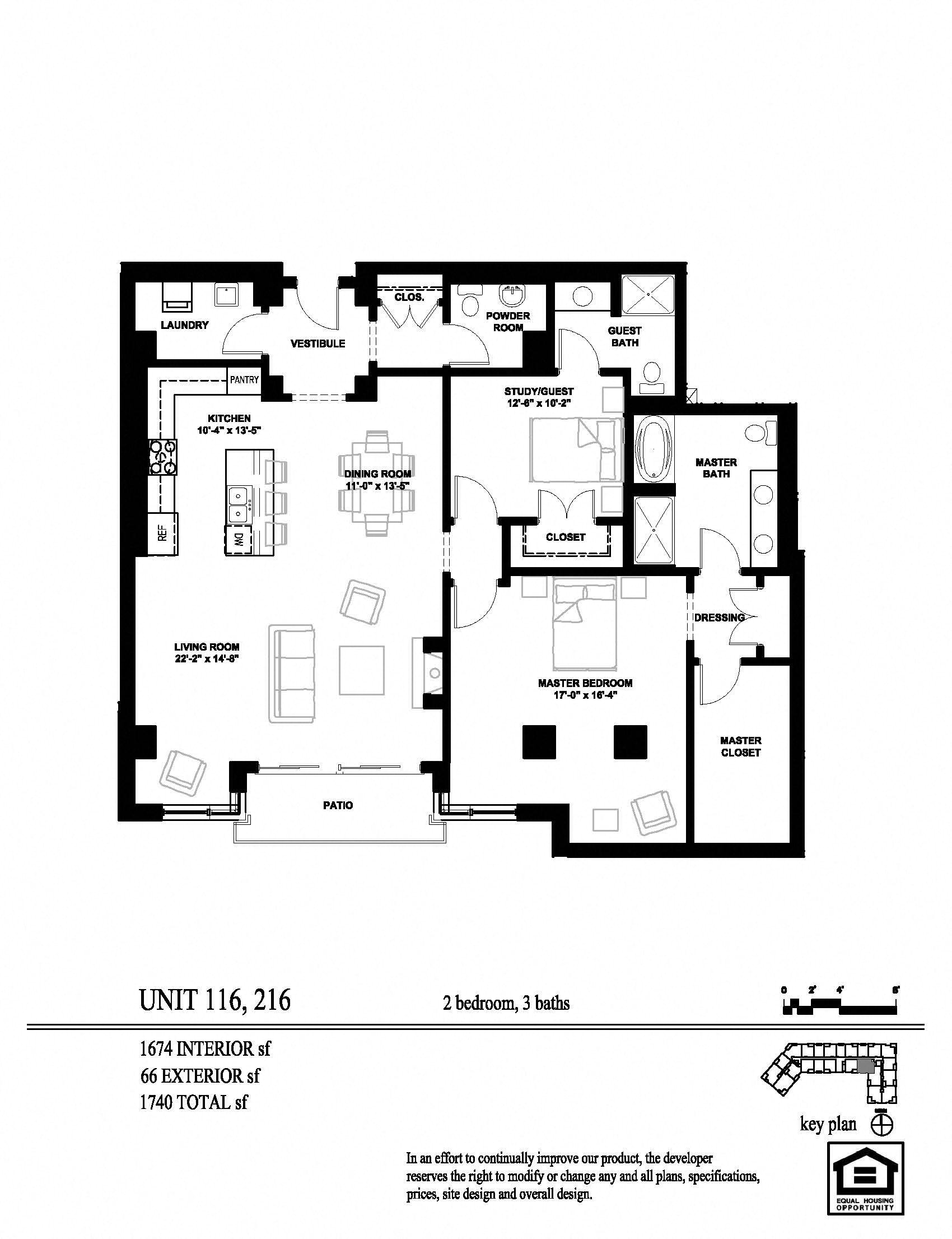 Floor plan for 2 beds, 2.5 baths, 1627 sqft